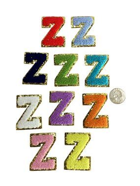 10 Pc Embroidered Multi Color Patch " Z "  Fabric Iron/Sew On New 2" Letters